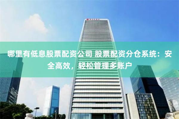 哪里有低息股票配资公司 股票配资分仓系统：安全高效，轻松管理多账户